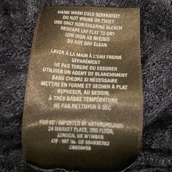 Anthropologie Blue Waffle Knit V Long Sleeve Neck Top Medium - Picture 10 of 10